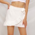 thumbnail image 1 of Fesfesfes Women Skirt Casual Solid High Waist Ruffled Frenulum Zipper Short Skirt Clearance, 1 of 7