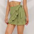 thumbnail image 1 of Fesfesfes Women Skirt Casual Solid High Waist Ruffled Frenulum Zipper Short Skirt Sale Tops on Clearance, 1 of 7