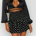 thumbnail image 1 of Fesfesfes Women Skirt High Waist Dot Print Mini Skirt Elasticity Waist A-Line Short Skirt Sale or Clearance, 1 of 9