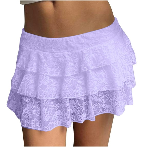 Fesfesfes Women Skirt Layered Tiered Sheer Lace Trim Extender Half Slip Plus Size Skirt Half Length Skirt