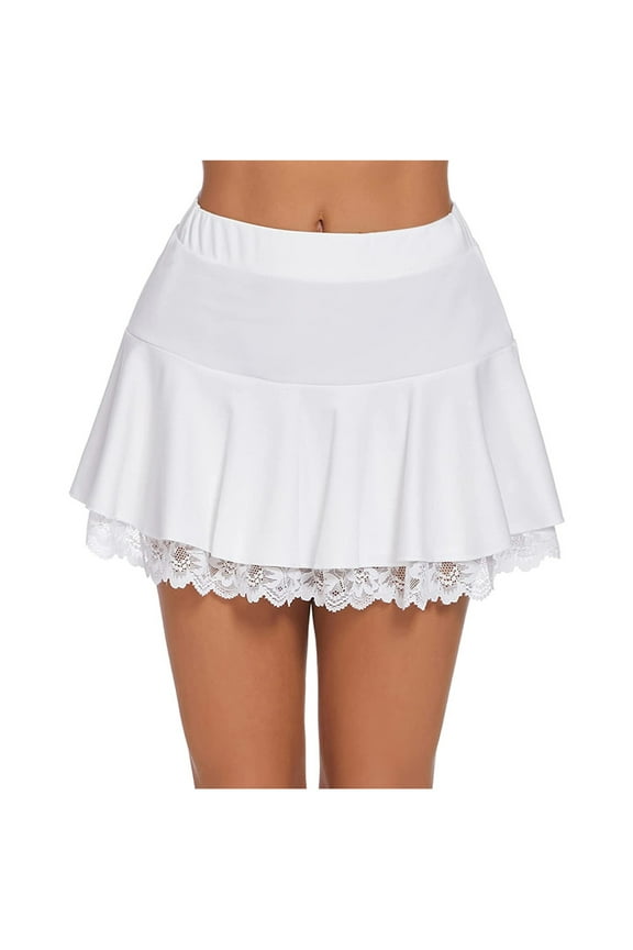 Women Skirt Layered Tiered Sheer Lace Trim Extender Half Slip Plus Size Skirt Half Length Skirt