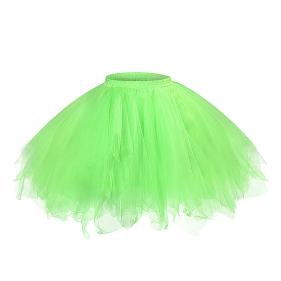 Fesfesfes Women Skirt Mesh Tulle Skirt Princess Elastic Skirt Adult Short Tutu Dancing Skirt Tops on