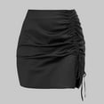 thumbnail image 1 of Fesfesfes Women Skirt Solid Color Dress High Waist Sexy Pack Hip Skirt Wrinkles Drawstring Design Skirt Under $10, 1 of 3