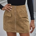 thumbnail image 1 of Fesfesfes Women Skirt Solid Color Zip Skirt Corduroy Short A-line Skirt Clearance Under $10, 1 of 8