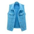 thumbnail image 1 of Fesfesfes Women Sleeveless Denim Vest Spring And Fall Coats Solid Sleeveless Denim Jacket Outerwear Sale on Clearance, 1 of 6