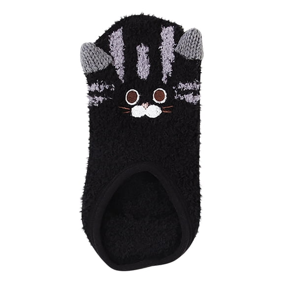 Fesfesfes Women Socks Non-Slip Silica Gel Coral Fleece No-show Socks Thicken Keep Warm Floor Socks