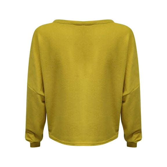 Fesfesfes Women Solid Color Blouse Tops Casual Long Sleeve Shirt V Neck Knitted Cardigan Sweater Coat