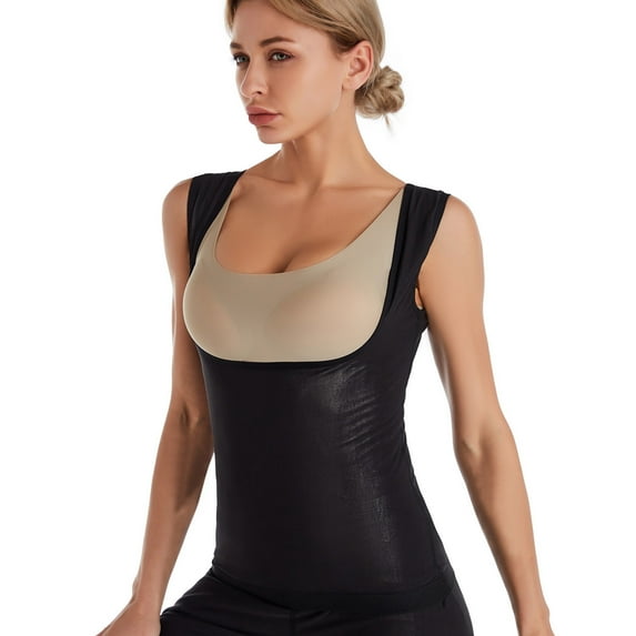 Fesfesfes Women Sports Sweat Shapewear Tops Low Cut Chest Support Shapewear Abdomen Body Shaper Vest Tops Gifts for Her Sale