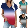 thumbnail image 1 of Fesfesfes Women Spring Tops Women's Fashion Printed V Neck Short Sleeve T-shirt Blouse Loose Tops Short Sleeve Undershirt for Women 14(XXXL), 1 of 7