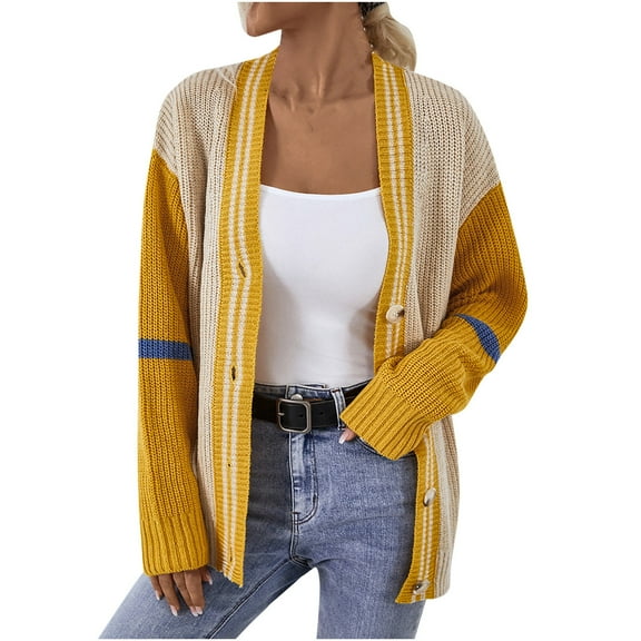 Fesfesfes Women Sweater Casual Loose Knitted Cardigan Sweater Coat Women Sweater Fall And Winter Tops or
