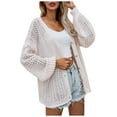 thumbnail image 1 of Fesfesfes Women Sweater Coat Top Solid Color Cardigan Loose Hollow Out Long Sleeve Sweater Coat, 1 of 9