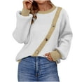 thumbnail image 1 of Fesfesfes Women Sweater Fall Winter Long Sleeve Splicing Button Round-Neck Sweater Tops Under $10, 1 of 7