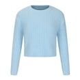 thumbnail image 1 of Fesfesfes Women Sweater Tops Fall And Winter Casual Round Neck Long Sleeve Tops Solid Color Crop Sweater Tops Blouse Tops on, 1 of 8