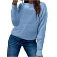 thumbnail image 1 of Fesfesfes Women Sweater Tops Fall And Winter Casual Round Neck Long Sleeve Tops Solid Color Sweater Tops Blouse Under $10, 1 of 9