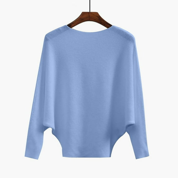 Fesfesfes Women Sweater Tops Long Sleeves Round Neck Pullover Tops Blouse Loose Knitted Sweater Plus Size $10