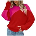 thumbnail image 1 of Fesfesfes Women Sweater Tops V-neck Loose Knitting Sweater Casual Long Sleeve Tops, 1 of 6