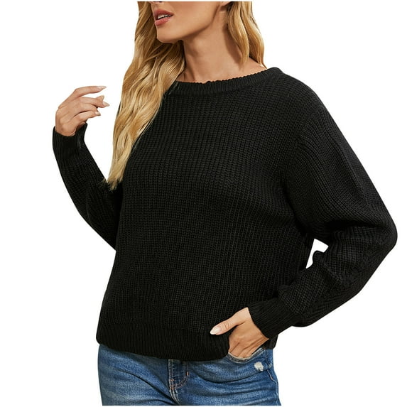 Fesfesfes Women Sweaters Button Reversible Long Sleeves Knit Cardigan Loose Tops Blouse Sweater