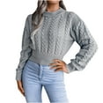 thumbnail image 1 of Fesfesfes Women Sweaters Casual Long Sleeve Tops Hollow Out Base Crewneck Knitted Sweater Sale or Clearance, 1 of 4