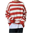 thumbnail image 1 of Fesfesfes Women Sweaters Casual Loose Full-Sleeve Round Neck New Trend Striped Sweater Pullover, 1 of 5