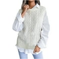thumbnail image 1 of Fesfesfes Women Sweaters Casual O-Neck Hollow Knitted Vest Sweater Vest, 1 of 3