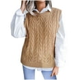 thumbnail image 1 of Fesfesfes Women Sweaters Casual O-Neck Hollow Knitted Vest Sweater Vest Tops on, 1 of 3