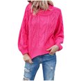 thumbnail image 1 of Fesfesfes Women Sweaters Casual O-Neck Turtleneck Solid Color Long Sleeve Pullover Sweater Tops on, 1 of 7
