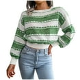 thumbnail image 1 of Fesfesfes Women Sweaters Casual Round Neck Long Sleeve Loose Sweater Fall Blouse Pullver Tops Tops on, 1 of 8
