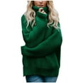 thumbnail image 1 of Fesfesfes Women Sweaters Casual Solid Color Casual Thick Line Long Sleeve Turtleneck Sweater or, 1 of 9