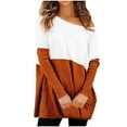 thumbnail image 1 of Fesfesfes Women Sweaters Casual Splicing Hedging Pocket Blouse Long Sleeve Tops Sweater Clothes Sale, 1 of 8