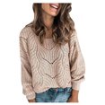 thumbnail image 1 of Fesfesfes Women Sweaters Knitwear Pure Color Mohair Pullover Hollow Sweater Clothes Sale, 1 of 5