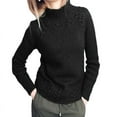 thumbnail image 1 of Fesfesfes Women Sweaters Long Sleeve Solid Color Mock Neck Sweater Tops Casual Loose Knitted Dressy Sweater Tops, 1 of 5