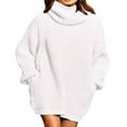 thumbnail image 1 of Fesfesfes Women Sweaters Long-Sleeved Solid Color Turtleneck Pullover Winter Sweater Under $10, 1 of 2