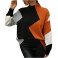 thumbnail image 1 of Fesfesfes Women Sweaters Long Sleeves Round Neck Color Matching Loose Tops Blouse Knitted Sweater or, 1 of 6
