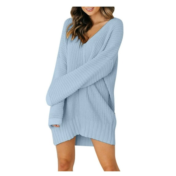 Fesfesfes Women Sweaters Loose Solid Color Bat Sleeve Long Sleeve Sweater Plus Size $10