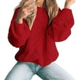 thumbnail image 1 of Fesfesfes Women Sweaters O-Neck Feather Hollow Out Sleeve Tops Blouse Sexy Sweater or, 1 of 3