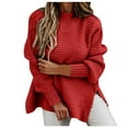 thumbnail image 1 of Fesfesfes Women Sweaters O-Neck Loose Casual Solid Fashion Long-Sleeved Knitted Sweater Tops on, 1 of 5