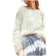 thumbnail image 1 of Fesfesfes Women Sweaters O-neck Solid Color Hollowing Out Long Sleeves Sweater Tops Clothes Sale, 1 of 9