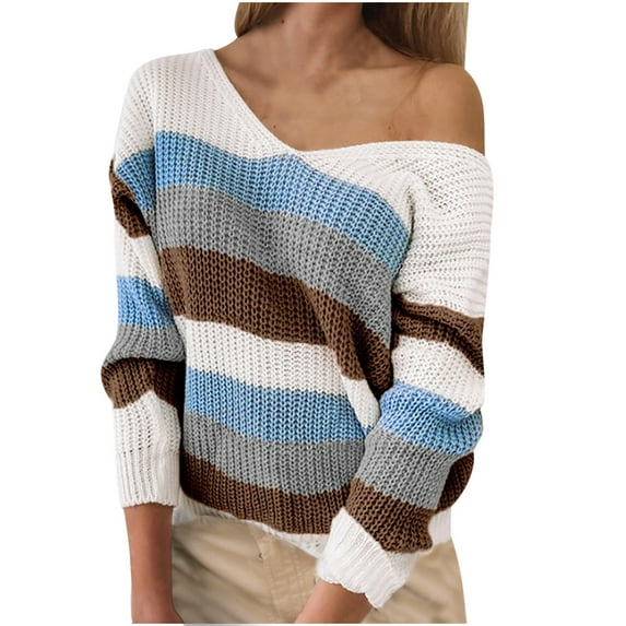 Fesfesfes Women Sweaters Sexy Solid Color Splicing Backless Line O-Neck Long Sleeve Sweater Tops Blouse Plus Size $10