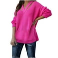 thumbnail image 1 of Fesfesfes Women Sweaters Solid Color Long Sleeve Knit Pullover Tops V-Neck Hollow Casual Sweater Tops Plus Size $10, 1 of 7