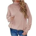 thumbnail image 1 of Fesfesfes Women Sweaters Solid Color Long Sleeve Mock Neck Pullove O-Neck Shirt Sweater Tops Plus Size Clearance $10, 1 of 8