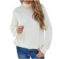 thumbnail image 1 of Fesfesfes Women Sweaters Solid Color Long Sleeve Mock Neck Pullove O-Neck Shirt Sweater Tops Tops on, 1 of 9