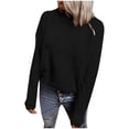 thumbnail image 1 of Fesfesfes Women Sweaters Solid Color Zipper Long Sleeve Pullove Turtleneck Sweater Clothes Sale, 1 of 4