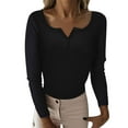 thumbnail image 1 of Fesfesfes Women Sweaters V-Neck Button Long-Sleeve Knitted Sweater Bottoming Shirt Tops Blouse Plus Size $10, 1 of 7