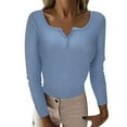 thumbnail image 1 of Fesfesfes Women Sweaters V-Neck Button Long-Sleeve Knitted Sweater Bottoming Shirt Tops Blouse Under $10, 1 of 8