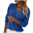 thumbnail image 1 of Fesfesfes Women Sweaters V-neck Solid Color Feather Hollowing Out Sexy Long Sleeves Sweater Tops Plus Size $10, 1 of 6