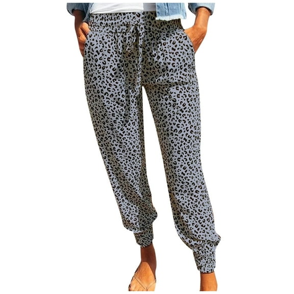Fesfesfes Women Sweatpants Casual Trousers Summer Leopard Print Pants Bottoms Athletic Pants