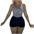 thumbnail image 1 of Fesfesfes Women Swimsuit Leopard Print High Waist One-piece Bathingsuit Flat Trunks Gathering Chest Slim Fit Bikini Swimwear Gifts for Her Under 10$, 1 of 6