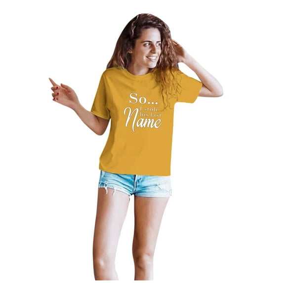 Fesfesfes Women T-Shirt Couples Lover Matching Tops Valentine's Day Short Sleeve Love Letter Print T Shirts Tops On Sale