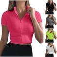 thumbnail image 1 of Fesfesfes Women T Shirt Fashion Women Short Sleeve Stand-up Collar Blouse Comfortable Breathable Shirt Tops Womens Basics Top S(US:4), 1 of 8