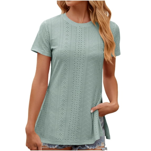 Fesfesfes Women T Shirts Short Sleeve Women's Solid Color Round Neck Short Sleeve T-shirt Loose Tops Comfy Clothes for Women M(US:6)